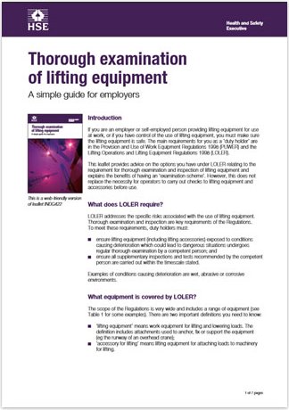 Thorough Examination of Lifting Equipment | LOLER Thorough Examination